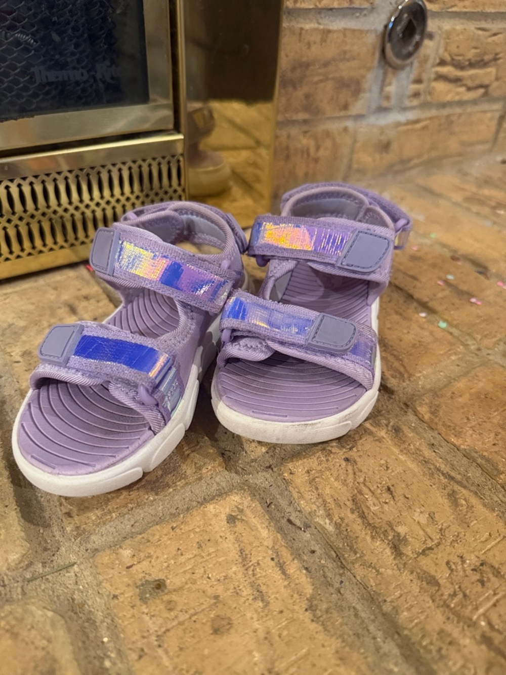 Cat & Jack Lavender Kids' Iridescent Strap Sandals